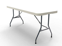 Ontario Furniture 8’ Foot Rectangular Plastic Folding Table (30" x 96” Inch) | Fold in Half with Carrying Handle | Lightweight and Portable | White Resin with Sturdy Steel Frame