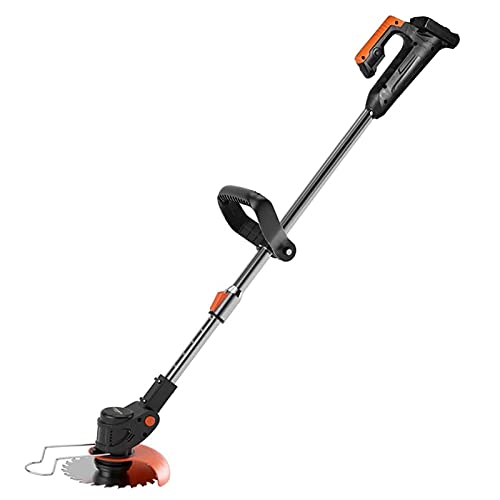 AMYYTL Electric Lawn Mower, U-Shaped Handle, Small Portable Telescopic Battery Powered Rotary Lawn Mower with Metal Blades, Powerful and Lightweight 1800W ding Pruning Tools, 15000mA, 2 B
