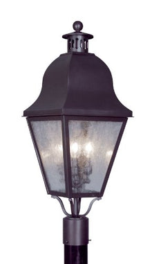Livex Lighting 2556-07 Outdoor Post with Seeded Glass Shades, Bronze