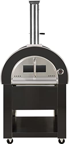 31" Outdoor Wood Fired Black Stainless Steel Artisan Pizza Oven or Grill with Waterproof Cover