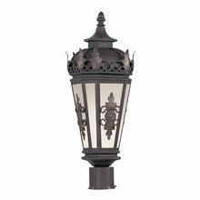 Livex Outdoor Post Light with Antique Honey Linen Glass Shades Bronze