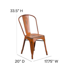 Flash Furniture Metal Indoor/Outdoor Stackable Chair, Orange, 4-Pack