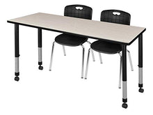 Regency Kee Height Adjustable Mobile Classroom Table Set with Two 18" Andy Chairs Maple/Black
