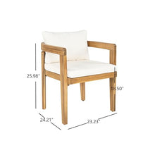Christopher Knight Home Shika Acacia Wood Outdoor Dining Chair Set of 6 with Cushion, Solid Wood Patio Barrel Chair for Dining Table, Patio Dining Chair Set, Teak+Beige