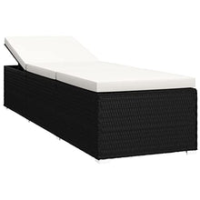 WANGKENSU 3 Piece Patio Sun Loungers with Tea Table,Outdoor Lounge Chaise, Lounger for Pool, Beach Sun Tanning Chair,Outdoor Bed,Deck Chair, Poly Rattan Brown (Black+Cream Whitematerial 76.8" x 23.6"