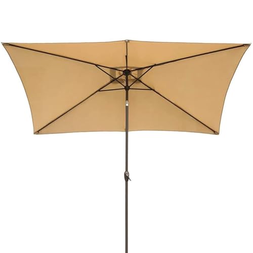 EUQKKWLOY 2.35m Outdoor Patio Umbrella - Rectangular Beach Parasol with Crank & Tilt UV Resistant Waterproof Ideal for Garden Poolside and Backyard Use