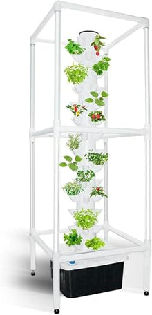 YAFODUTE 45 Pods Garden Hydroponics Growing System Smart Garden Planter Vertical Hydroponics Tower with LED Timed Grow Light, Germination Aeroponics Growing Kit with Hydrating Pump,Adapter//1pc