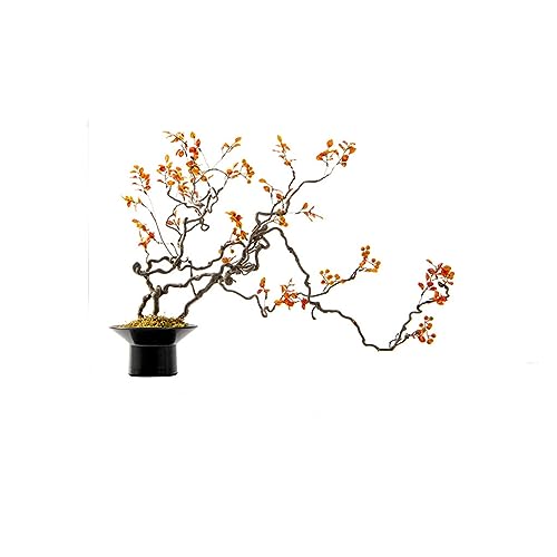 Artificial Bonsai Tree Chinese Zen Autumn Leaf Berry Dried Branch Flower Art Bonsai Ornament Living Room Villa Wabi Sabi Wind Simulation Flower Office Decoration Bonsai
