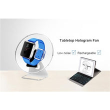 Rechargeable Table Top 3D Hologram LED Fan Small Size with High Capacity Battery