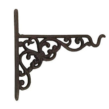 2 Cast Iron Plant Stands for Hanging Flower Baskets, Flower Basket Wall Hooks with Screws, Metal Wall-Mounted Flower Stands
