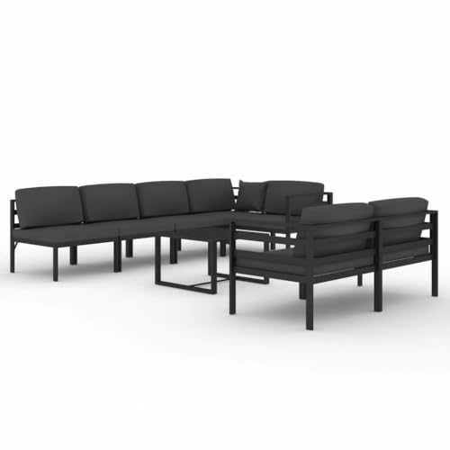 RJPLMFV 8 Piece Patio Lounge Set with Cushions Aluminum Anthracite