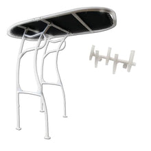 Make A Wake Marine Heavy-Duty Boat T-Top with 5 Rod Holders White Powdercoat w/ Black Canvas