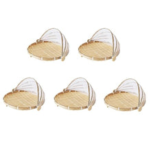 VUBYSG 5X Hand-Woven Food Tent Basket Tray Fruit Vegetable Bread Storage Basket Simple Atmosphere Outdoor Picnic Mesh Net Cover,