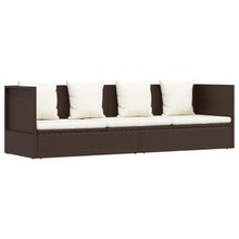 TUERYAFEK Poly Rattan Patio Bed with Seat Cushion and Pillows, Adjustable Sun Lounger with 7 Positions, Powder-Coated Steel Frame, Brown