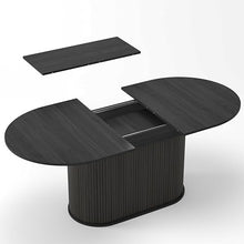 NTYUNRR 55.11"-70.86" Extendable Dining Room Table, Oval Dining Table Set for 4 People, Mid Century Modern Dining Table for Gatherings, Meeting, Small Kitchens, Dining Office Areas, Black