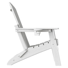 Plawdlik Folding Adirondack Chair Set of 6 with Cup Holder,Wooden Textured,Heavy All-Weather HDPE Comfortable Set Poolside Backyard Lawn,White