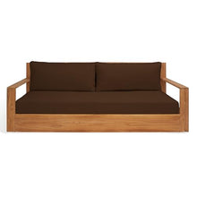 SAFAVIEH Couture Outdoor Collection Kauai Natural/Dark Brown Teak Solid Wood Patio Sofa