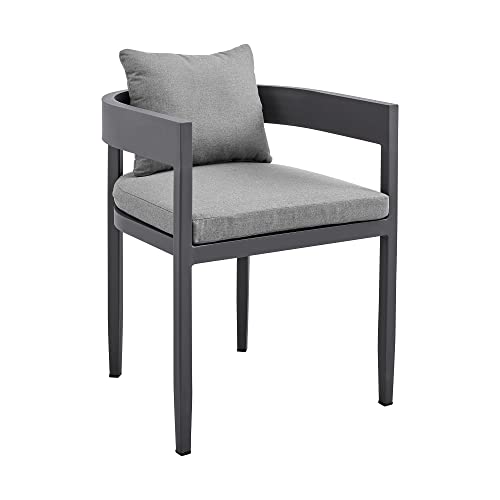 Armen Living Argiope Outdoor Patio Dining Chairs Set of 2 Dark Grey
