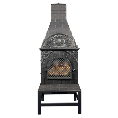 The Blue Rooster Casita Grill Chiminea Outdoor Fireplace Wood Burning Firepit and Pizza Oven
