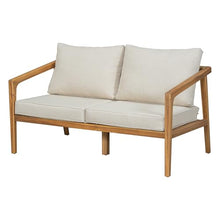 Christopher Knight Home Westin Acacia Wood Patio Loveseat Sofa with Cushion, Outdoor 2-Seater Sofa with Removable Cushions, Patio Furniture Sofa for 2, Teak+Beige