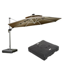 OROTLECT 12 FT Round Lighted Cantilever Umbrella With Base,Beige