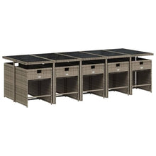 AMBERARD Patio Dining Set Set of 10 Gray PE Rattan Large Collapsible Furniture Set