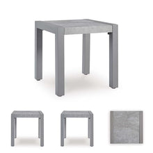 Signature Design by Ashley Moonlight View Contemporary Weather Resistant Outdoor End Table with Sintered Stone Top, Light Gray