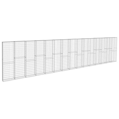 vidaXL Gabion Wall with Covers Galvanized Steel 354.3"x19.7"x78.7