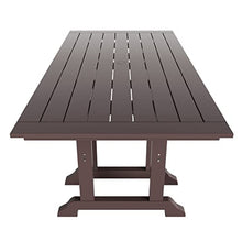 WO Home Furniture Outdoor Dining Table, 38" x 73" HDPE Patio Table with Trestle Leg Design and Umbrella Hole, Weather Resistant Outdoor Table for Backyard, Deck and Garden, Dark Brown