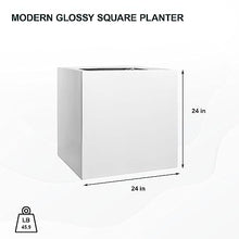 Pottery Pots Block XL Fiberstone Square Planter 24 Inch Glossy White
