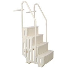 Heavy-Duty 4-Step Above-Ground Pool Ladder with Handrails & Anti-Slip Steps – 400lbs Capacity, for Flat-Bottom Pools (Up to 60" Deck), Durable Plastic,Sand-Fill System