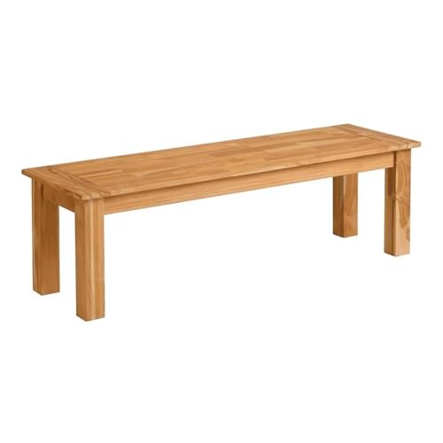 Afuera Living Contemporary Outdoor Dining Bench, 80" Teak Wood with Natural Oil Finish, Sustainable Plantation-Grown Teak, Chunky Base, Seats 3, Rustic Style Patio or Backyard Seating
