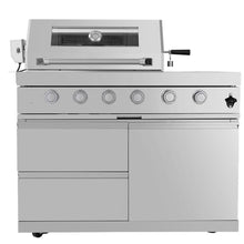 Outdoor Gas Grill with Infrared Rear Burner, Electric Motor Rotisserie, Temperature Gauge, Light Control Knobs, Double Drawer Storage, Side Burner, Pull-Out Grease Tray,990sq.in Cooking Area (Silver)