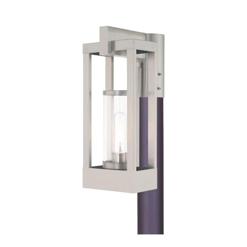 Livex Lighting 20994-91 Delancey - 15.13" One Light Outdoor Post Top Lantern, Brushed Nickel Finish with Clear Glass