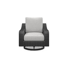 Signature Design by Ashley Beachcroft Casual Outdoor Weather Resistant Rust Free Swivel Lounge Chair with Removable Cushion, Light Gray & Black