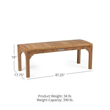 Ash & Ember Sage Grade A Teak 47" Backless Bench, Seats 2 People Comfortably, Weather Resistant Premium Solid Wood Patio Furniture with Tightly Spaced Slats and Gently Curved Seat