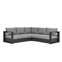 Modway Tahoe Aluminum 3-Piece Outdoor Patio Furniture Gray, Modular Sectional Sofa Set with Weather-Resistant Cushions, Ideal for Deck, Backyard Poolside