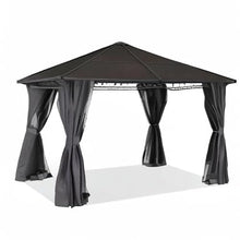 ABCCANOPY Hardtop Patio Gazebo with Curtains and Netting Dark Gray