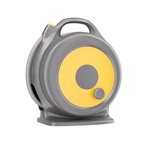 Etsuosy Retractable Garden Hose Reel with 9 Function Nozzle, Portable Hose Storage Rack, Lockable at Any Length, 20m