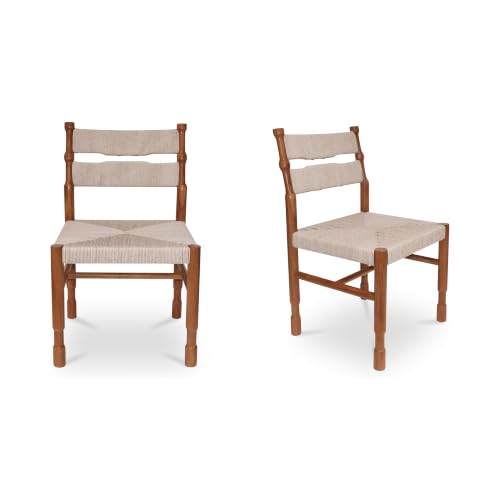 NADAAL STUDIOS Brennor Outdoor Dining Chair, Teak Wood, Natural, Set of 2