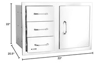 Bull Outdoor Products 30" 3 Drawer Door Combo w/Reveal, Stainless Steel
