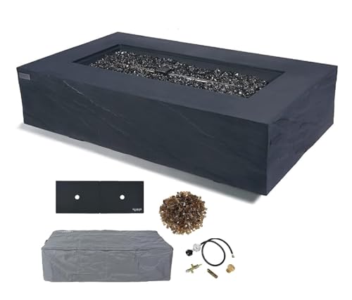 AMS Fireplace | Elementi Plus | Cape Town | 56" Rectangular Slate Black Concrete Propane Gas Fire Pit Table