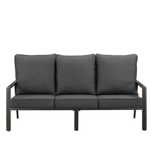 Oakland Living Black Aluminum Patio Deep Seating Outdoor Sofa Couch with Black Cushions