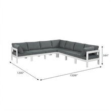 Outdoor Escape Gray Fabric Outdoor Patio Modular Sectional, Contemporary Style, Durable Outdoor Material, Comfortable Back and Seat Heights
