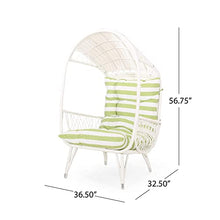 Outdoor Wicker Standing Basket Chair with Cushion for Outdoor Seating with Washable Cushion-Perfect for Balcony Deck and Poolside Furniture Sets Beige (White)