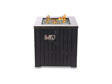 EV Fires 24" Modern Outdoor Square Patio Fire Pit Table for Propane Gas, Easy to Operate Electrical Ignition- Fire Glass, Cover, and Lid Included