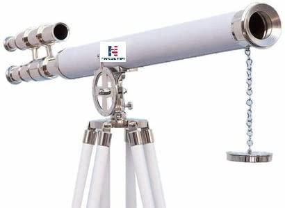 Nautical-Mart Floor Standing Chrome White Leather Griffith Astro Telescope 50