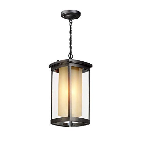 ERKANZHI Ip54 Adjustable Outdoor Aluminum Light Porch Glass Lantern Lighting Fixture Metal Glass Patio Hanging Lamp Waterproof Porch Vineyard E27 Edison Lighting Device