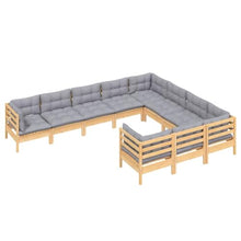 MNCVXAXG 10 Piece Patio Lounge Set with Gray Cushions Pinewood