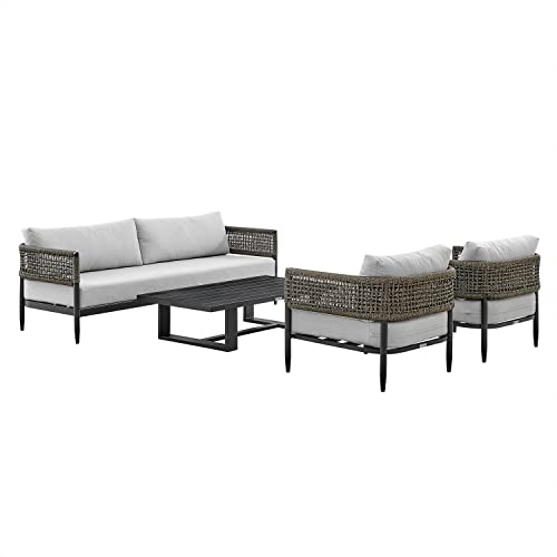 Armen Living Alegria Aluminum Outdoor Coffee Table in Black